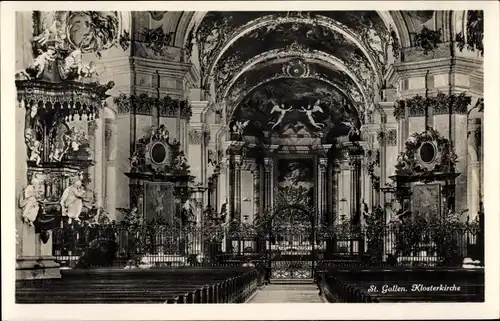 Ak Sankt Gallen Stadt Schweiz, Innenansicht der Klosterkirche