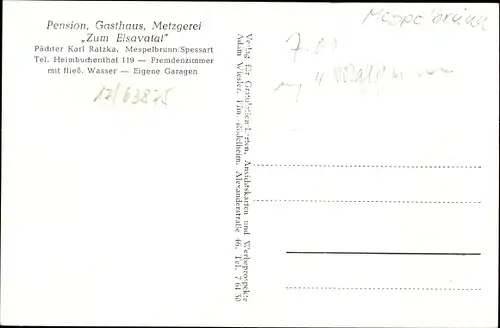 Ak Mespelbrunn im Spessart Unterfranken, Pension Zum Elsavatal, Innenansicht, Schloss