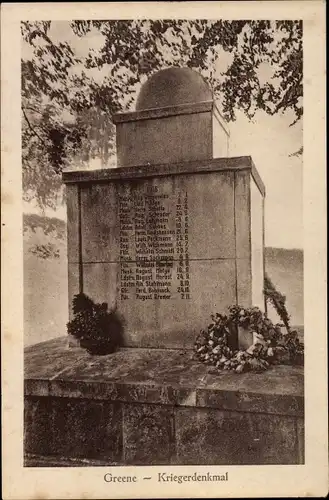 Ak Greene Einbeck in Niedersachsen, Kriegerdenkmal