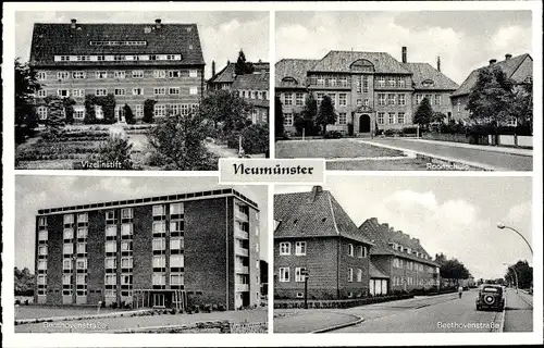 Ak Neumünster, Vizelinstift, Roon Schule, Beethovenstraße