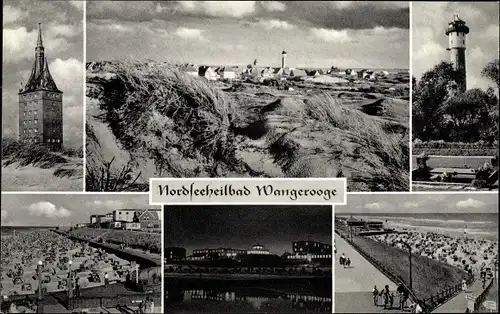 Ak Nordseebad Wangerooge in Ostfriesland, Leuchtturm, Strand, Dünen, Panorama