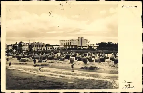 Ak Ostseebad Warnemünde Rostock, Strand, Kurhaus