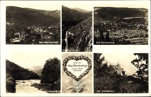 Ak Bad Blankenburg in Thüringen, Greifenstein, Panorama, Schwarzatal, Weidmannsheil