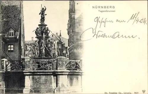 Ak Nürnberg in Mittelfranken, Tugendbrunnen