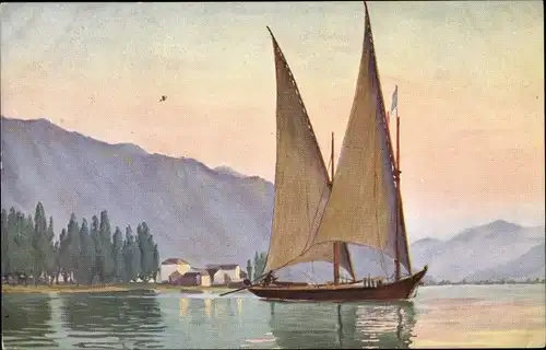 Künstler Ak Rave, Chr., Marine Galerie 62, Segelboot auf dem Genfer See