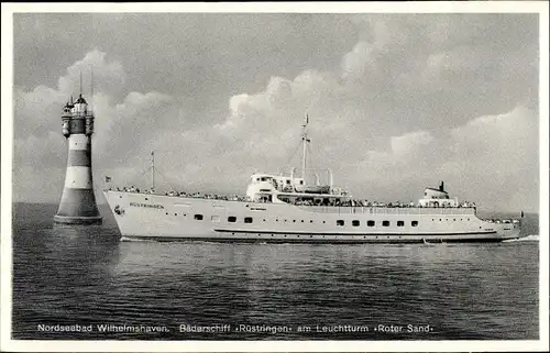 Ak Wilhelmshaven in Niedersachsen, Bäderschiff Rüstringen, Roter Sand Leuchtturm