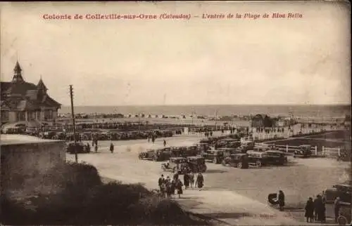 Ak Colleville sur Orne Calvados, Colonie, L'entree de la Plage de Riva Bella
