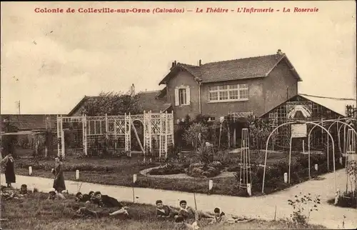 Ak Colleville sur Orne Calvados, Colonie, Le Theatre, L'Infirmerie, La Roseraie