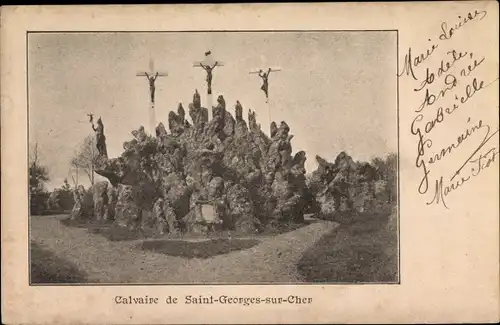 Ak Saint Georges sur Cher Loir et Cher, Calvaire