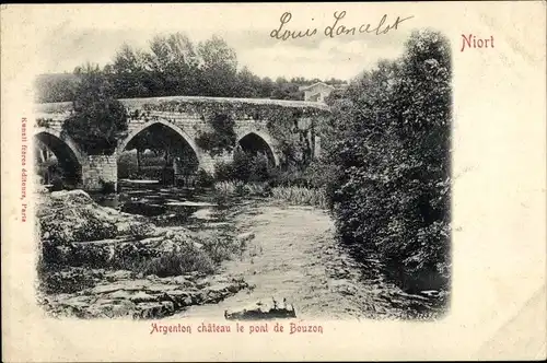 Ak Niort Deux Sèvres, vue de l'Argenton château le pont de Bouzon 