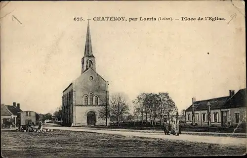 Ak Châtenoy Loiret, Place de l'Eglise