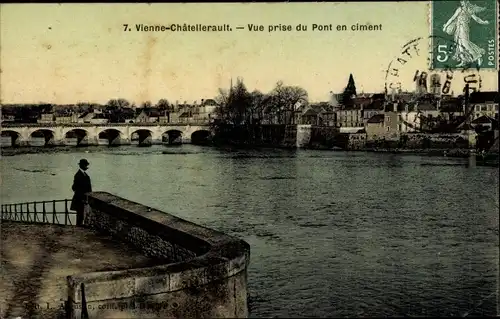 Ak Châtellerault Vienne, Vue prise du Pont en ciment