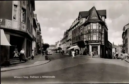 Ak Wissen an der Sieg Westerwald, Rathaus, Mittelstraße