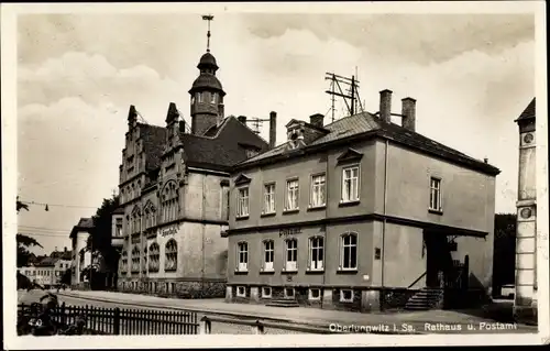 Ak Oberlungwitz in Sachsen, Rathaus, Postamt