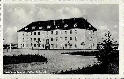 Ak Bohnitzsch Meißen in Sachsen, Artillerie Kaserne, Straßenansicht