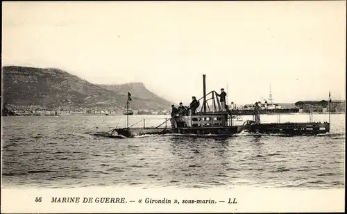 Ak Französisches U Boot, Girondin, Sous marin, Marine de Guerre