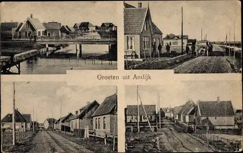 Ak Andijk Medemblik Nordholland Niederlande, Ortsansichten, Häuser, Brücke