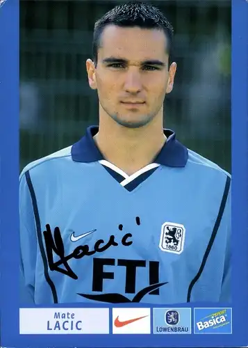 Autogrammkarte Fußballer Mate Lacic, TSV 1860 München