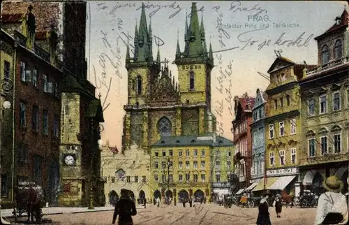 Ak Praha Prag Tschechien, Altstädter Ring, Teynkirche