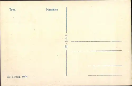 Ak Domažlice Taus Region Pilsen, Straßenpartie, Turm, Häuser
