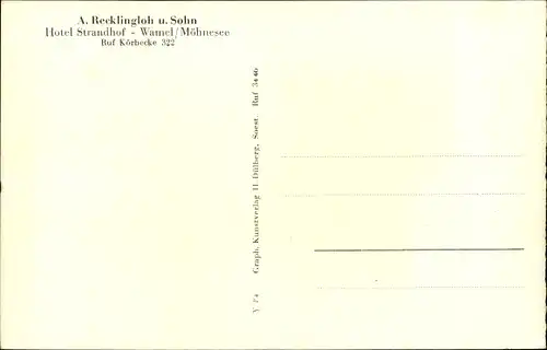 Ak Wamel Möhnesee, Hotel Strandhof Recklingloh, Segelpartie