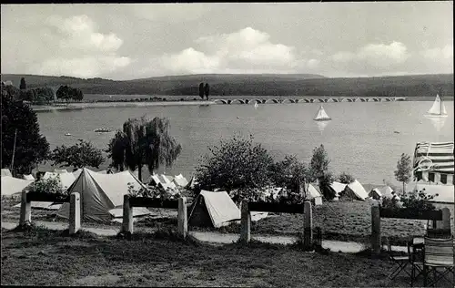 Ak Möhnesee in Westfalen, Zeltplatz, Brücke