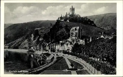 Ak Cochem Mosel, Blick zur Burg, Strandanlagen