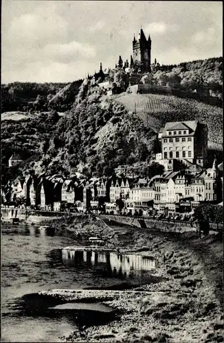 Ak Cochem an der Mosel, Burg vom Ufer gesehen