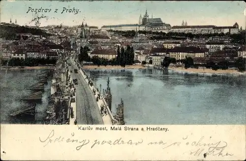 Ak Praha Prag Tschechien, Karluv most, Mala Strana a Hradcany