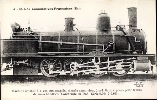 Ak Französische Eisenbahn, Tender 0667, Dampflok, Est