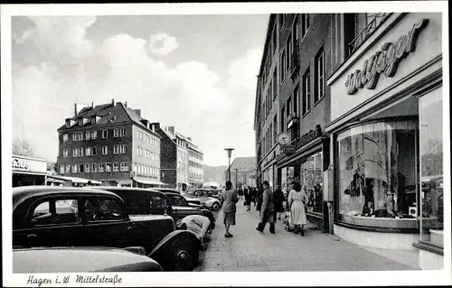 Ak Hagen in Westfalen, Mittelstraße, Geschäft