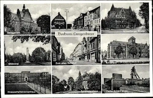 Ak Langendreer Bochum im Ruhrgebiet, Zeche Robert Müser, Amtshaus, Wittenberger Str., Ehrenmal