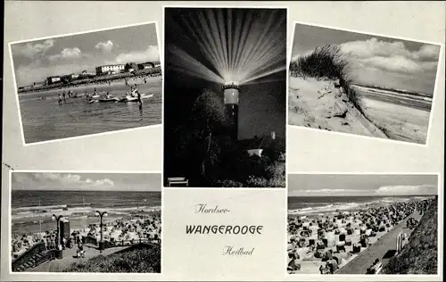 Ak Nordseebad Wangerooge in Ostfriesland, Strand, Promenade, Leuchtturm