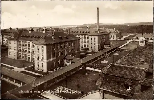 Ak Zwickau in Sachsen, Teilansicht, Staatl. Krankenstift