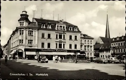 Ak Crimmitschau in Sachsen, Marktplatz, Kaufhaus Zentrum