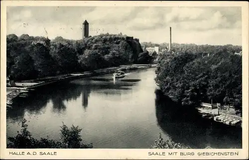 Ak Halle an der Saale, Saale, Burg Giebichenstein