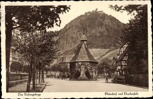 Ak Rhöndorf Bad Honnef am Rhein, Drachenfels, Siebengebirge, Straßenpartie