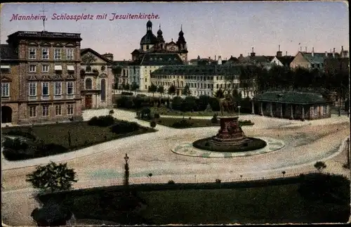 Ak Mannheim in Baden, Schlossplatz, Jesuitenkirche