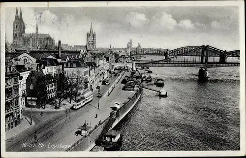 Ak Köln am Rhein, Leystapel, Brücken, Dom