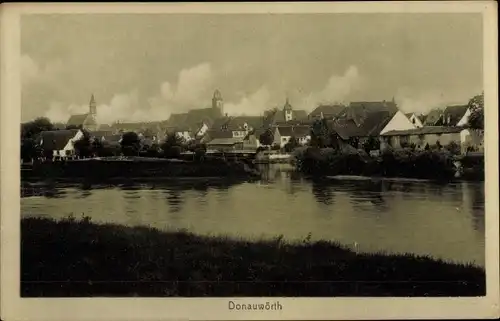 Ak Donauwörth in Schwaben, Blick auf den Ort, Fluss, Kirchen, Häuser