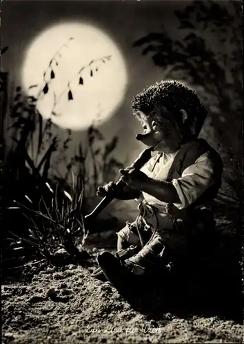 Ak Mecki der Igel, Ein Lied für dich, Flötenspiel beim Mondschein