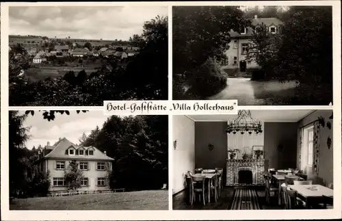 Ak Hollerbach Buchen im Odenwald Baden, Hotel Villa Hollerhaus, Innenansicht, Blick auf den Ort