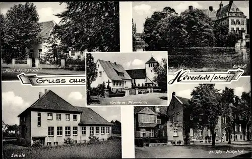 Ak Hovestadt Lippetal Nordrhein Westfalen, St. Ida Hospital, Haus Hovestadt, Schloss, Schule