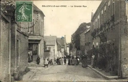 Ak Colleville sur Orne Calvados, La Grande Rue