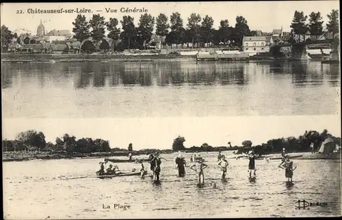 Ak Chateauneuf sur Loire Loiret, Vue Generale, La Plage