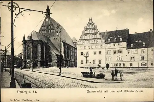 Ak Freiberg in Sachsen, Untermarkt, Dom, Albertmuseum