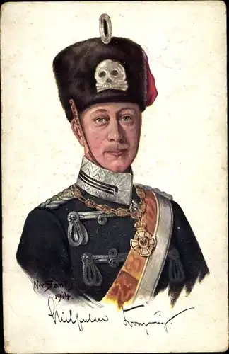 Künstler Ak Kronprinz Wilhelm von Preußen, Totenkopfhusar, Portrait