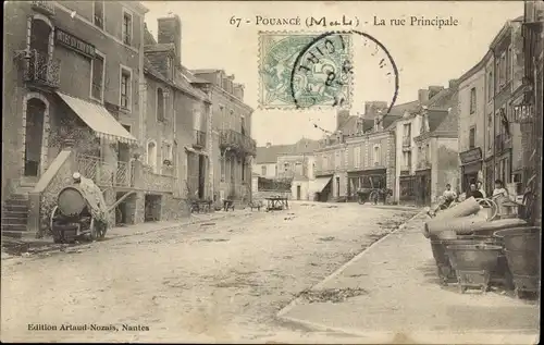 Ak Pouancé Maine et Loire, La rue Principale