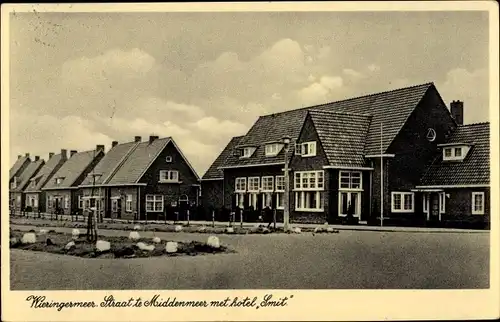 Ak Wieringermeer Nordholland, Straat te Middenmeer met Hotel Smit