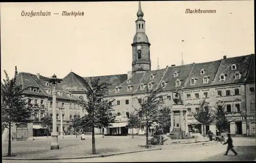 Ak Großenhain Sachsen, Marktplatz, Marktbrunnen